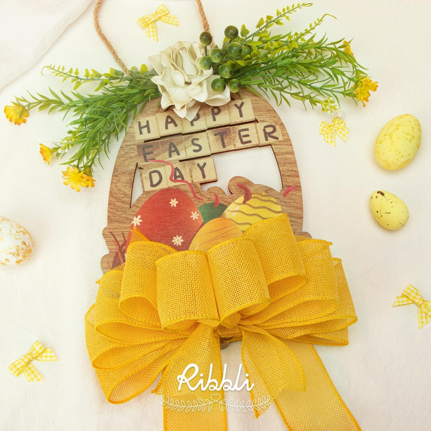 Ribbli Baby Blue Burlap Wired Ribbon,2-1/2 Inch x Continuous 10 Yard, Wired Edge Ribbon for Big Bow,Wreath,Baby Shower Decoration,Outdoor Decoration(Yellow)
