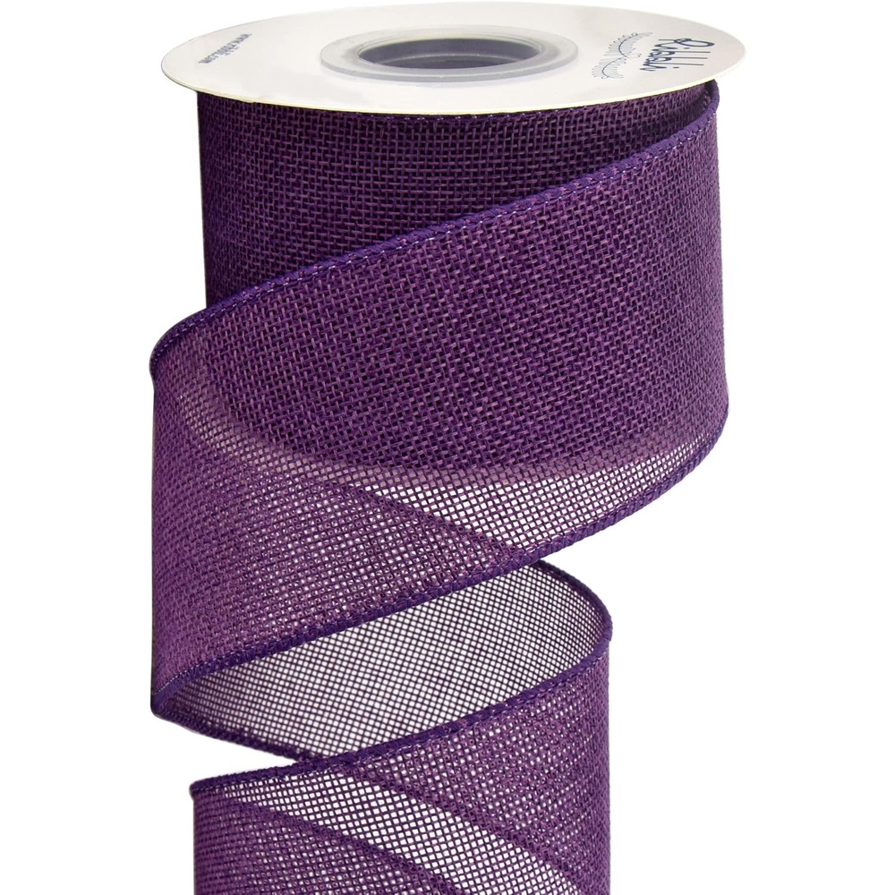 Ribbli Apple Green Burlap Wired Ribbon, 2-1/2 Inch x 10 Yard, Wired Edge Ribbon for Big Bow,Wreath,Tree Decoration,Outdoor Decoration(Dark Purple)