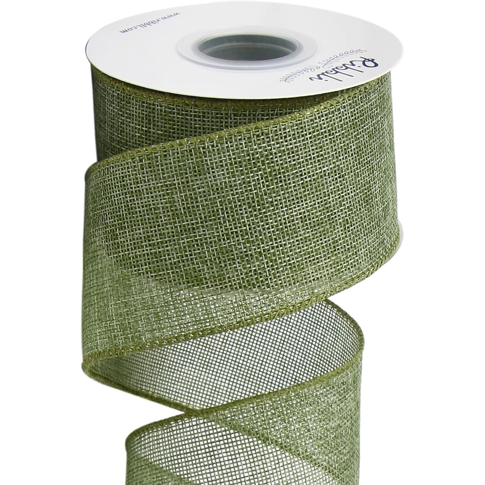 Ribbli Baby Blue Burlap Wired Ribbon,2-1/2 Inch x Continuous 10 Yard, Wired Edge Ribbon for Big Bow,Wreath,Baby Shower Decoration,Outdoor Decoration(Spring Moss)