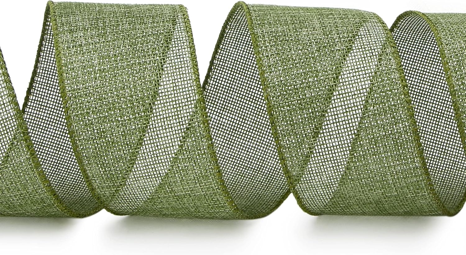 Ribbli Apple Green Burlap Wired Ribbon, 2-1/2 Inch x 10 Yard, Wired Edge Ribbon for Big Bow,Wreath,Tree Decoration,Outdoor Decoration(Spring Moss)