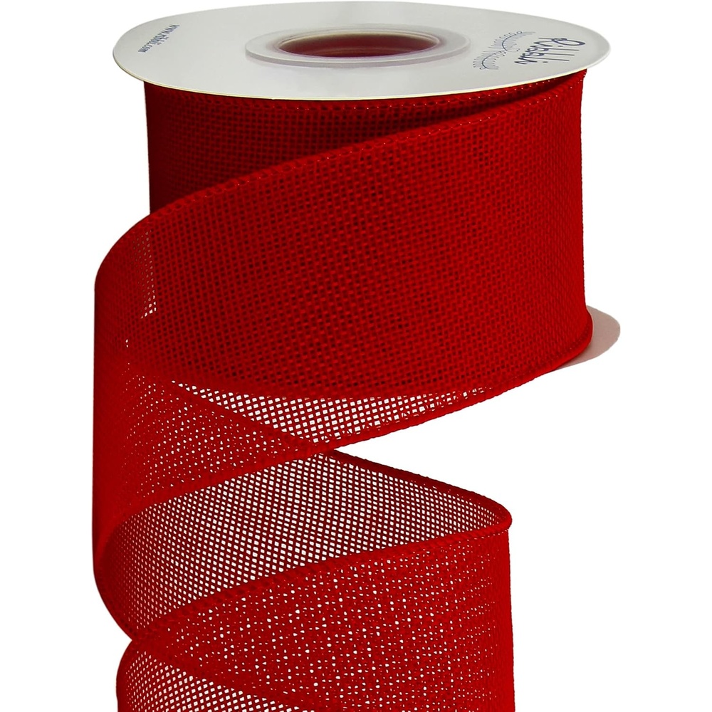Ribbli Baby Blue Burlap Wired Ribbon,2-1/2 Inch x Continuous 10 Yard, Wired Edge Ribbon for Big Bow,Wreath,Baby Shower Decoration,Outdoor Decoration(Red)