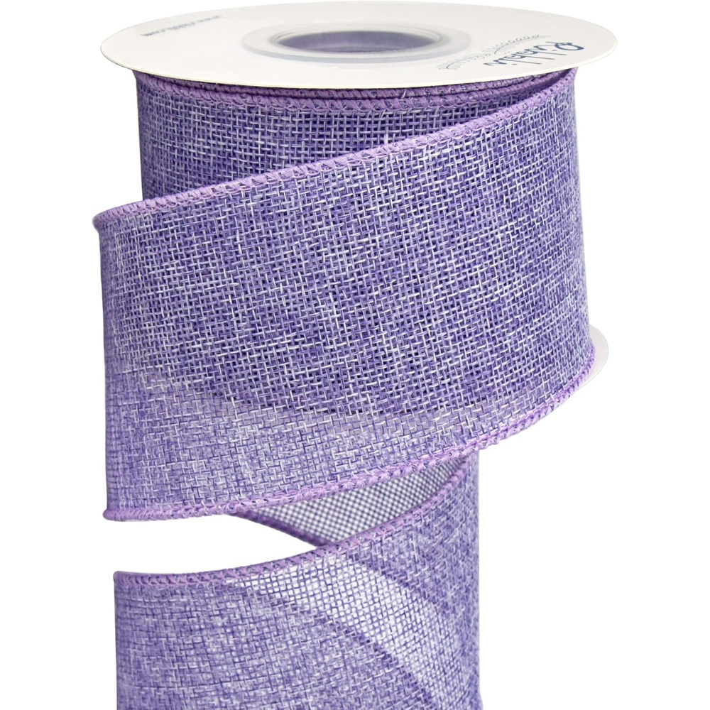 Ribbli Apple Green Burlap Wired Ribbon, 2-1/2 Inch x 10 Yard, Wired Edge Ribbon for Big Bow,Wreath,Tree Decoration,Outdoor Decoration(Lt.Purple)