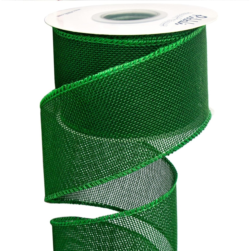 Ribbli Apple Green Burlap Wired Ribbon, 2-1/2 Inch x 10 Yard, Wired Edge Ribbon for Big Bow,Wreath,Tree Decoration,Outdoor Decoration(Emerald Green)
