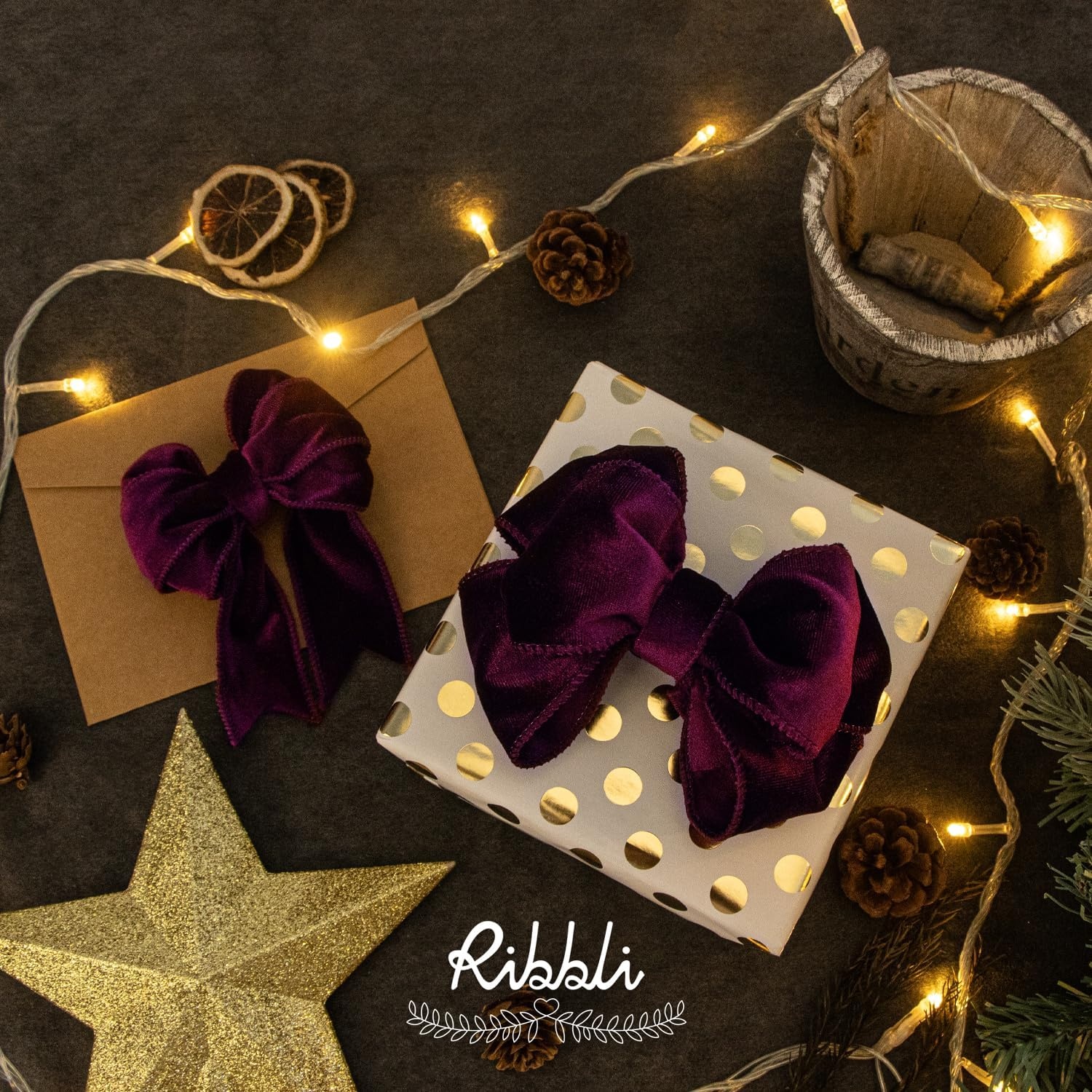 Ribbli Dusty Green Velvet Wired Ribbon 4 Inch Sage Velvet with Satin Christmas Ribbon for Gift Wrapping Christmas Tree Decoration Crafts Wreaths Supplies-Continuous 10 Yards(Burgundy)