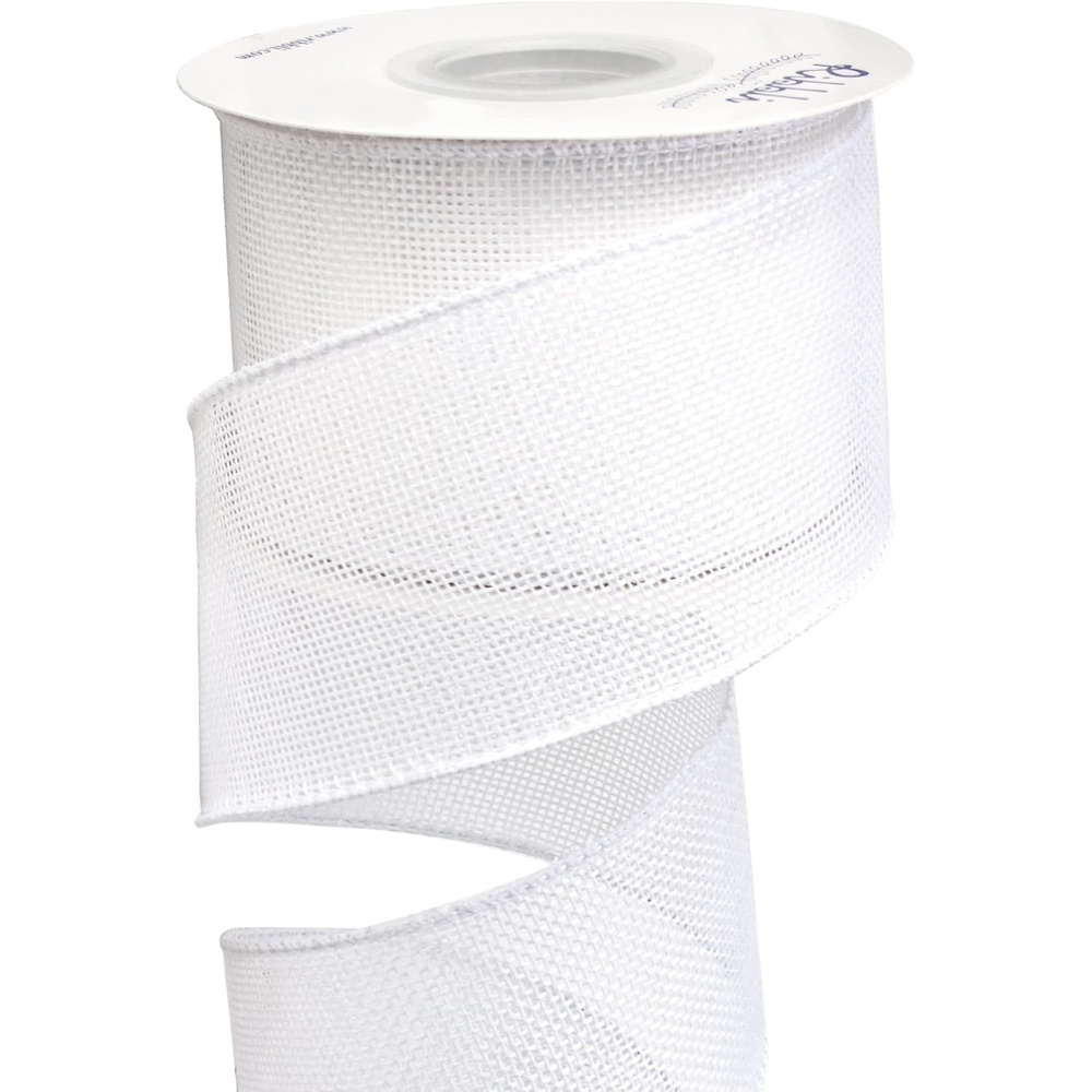Ribbli Baby Blue Burlap Wired Ribbon,2-1/2 Inch x Continuous 10 Yard, Wired Edge Ribbon for Big Bow,Wreath,Baby Shower Decoration,Outdoor Decoration(White)