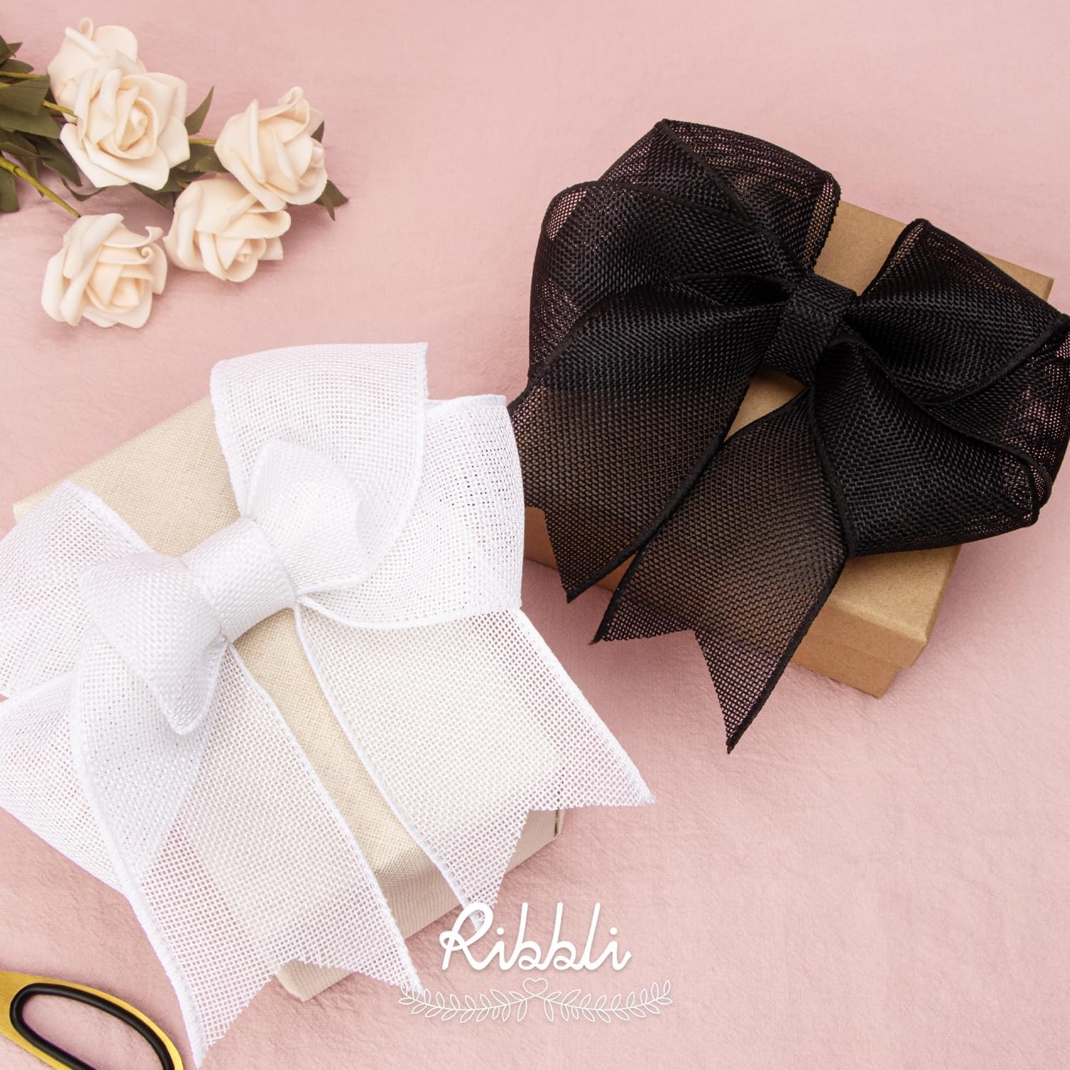 Ribbli Baby Blue Burlap Wired Ribbon,2-1/2 Inch x Continuous 10 Yard, Wired Edge Ribbon for Big Bow,Wreath,Baby Shower Decoration,Outdoor Decoration(White)