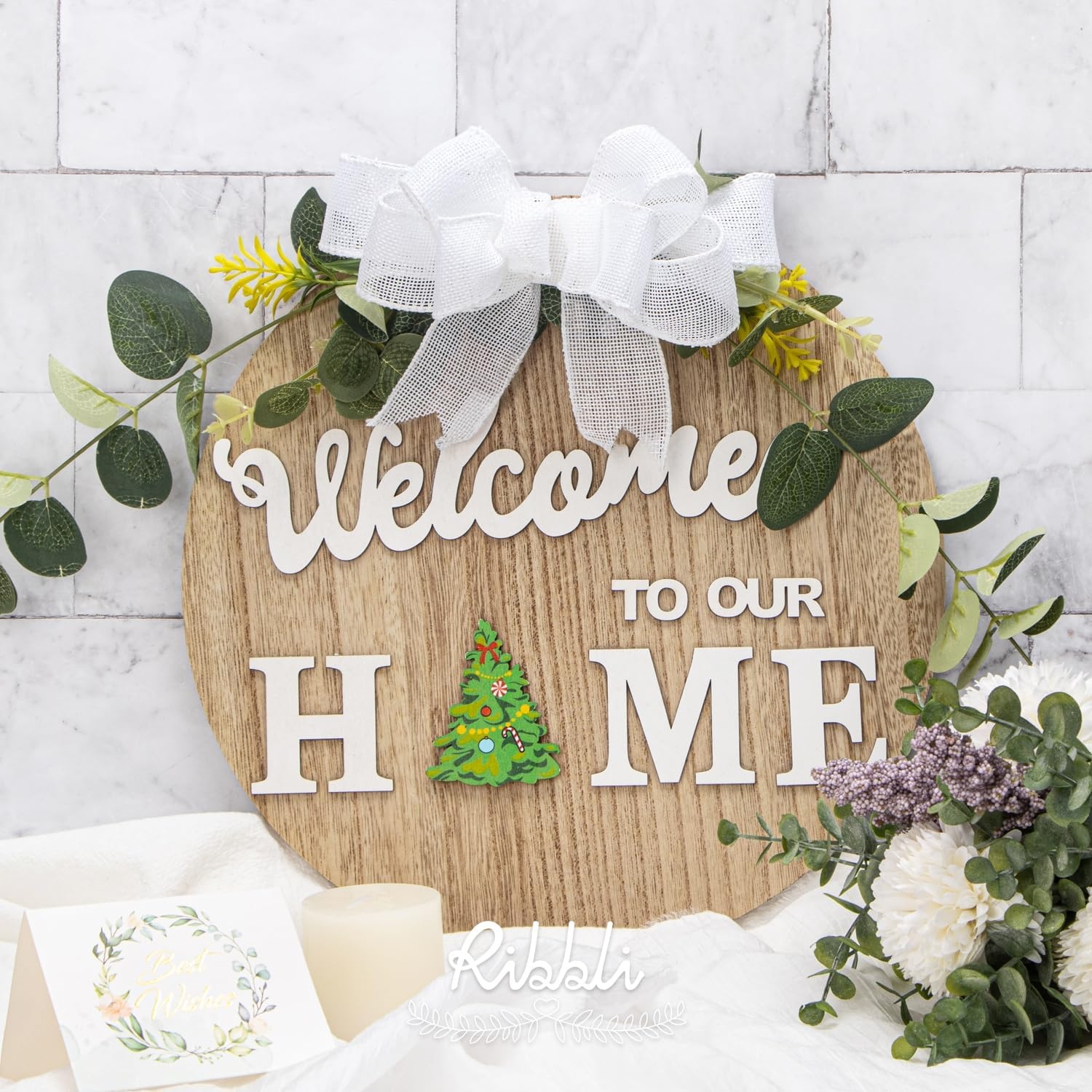 Ribbli Sage Green Burlap Wired Ribbon, 1 Inch x Continuous 20 Yard, Spring Moss Wired Ribbon for Wreaths,Big Bows,Tree Decoration,Outdoor Decoration(White)