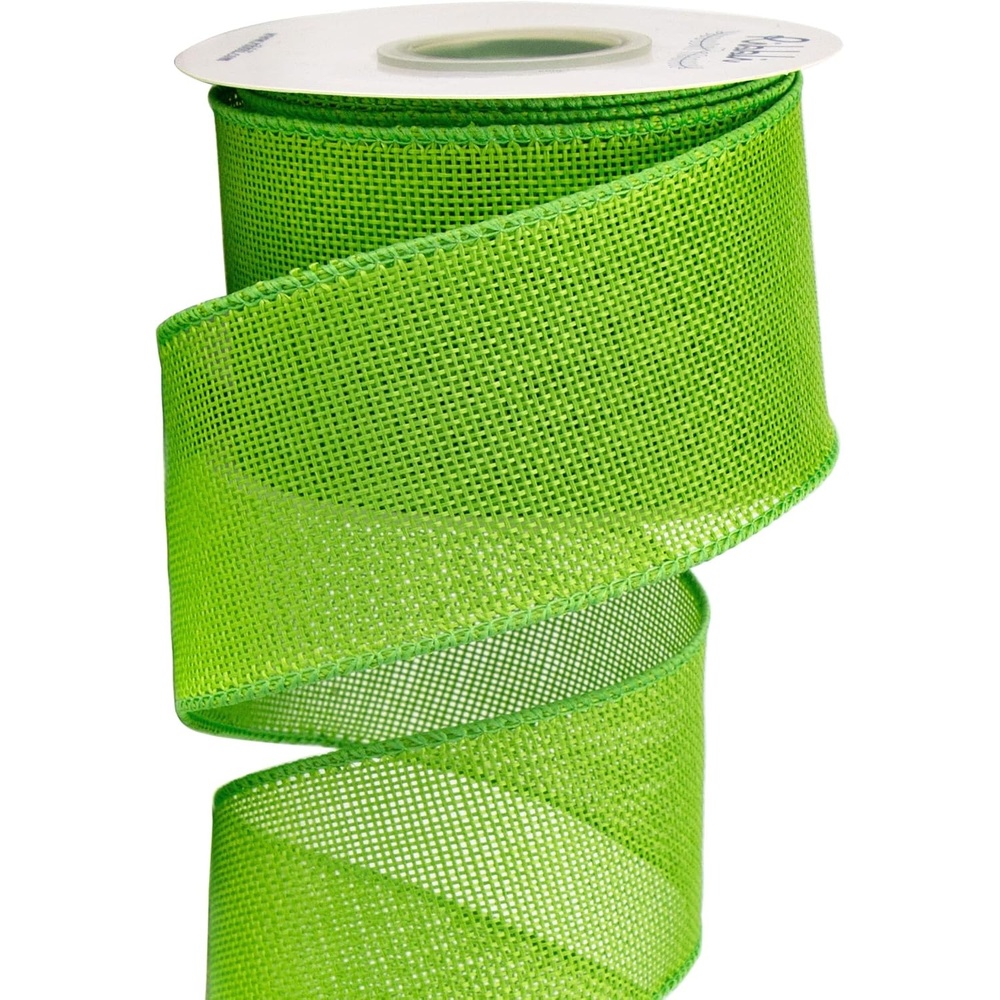 Ribbli Apple Green Burlap Wired Ribbon, 2-1/2 Inch x 10 Yard, Wired Edge Ribbon for Big Bow,Wreath,Tree Decoration,Outdoor Decoration(Apple Green)