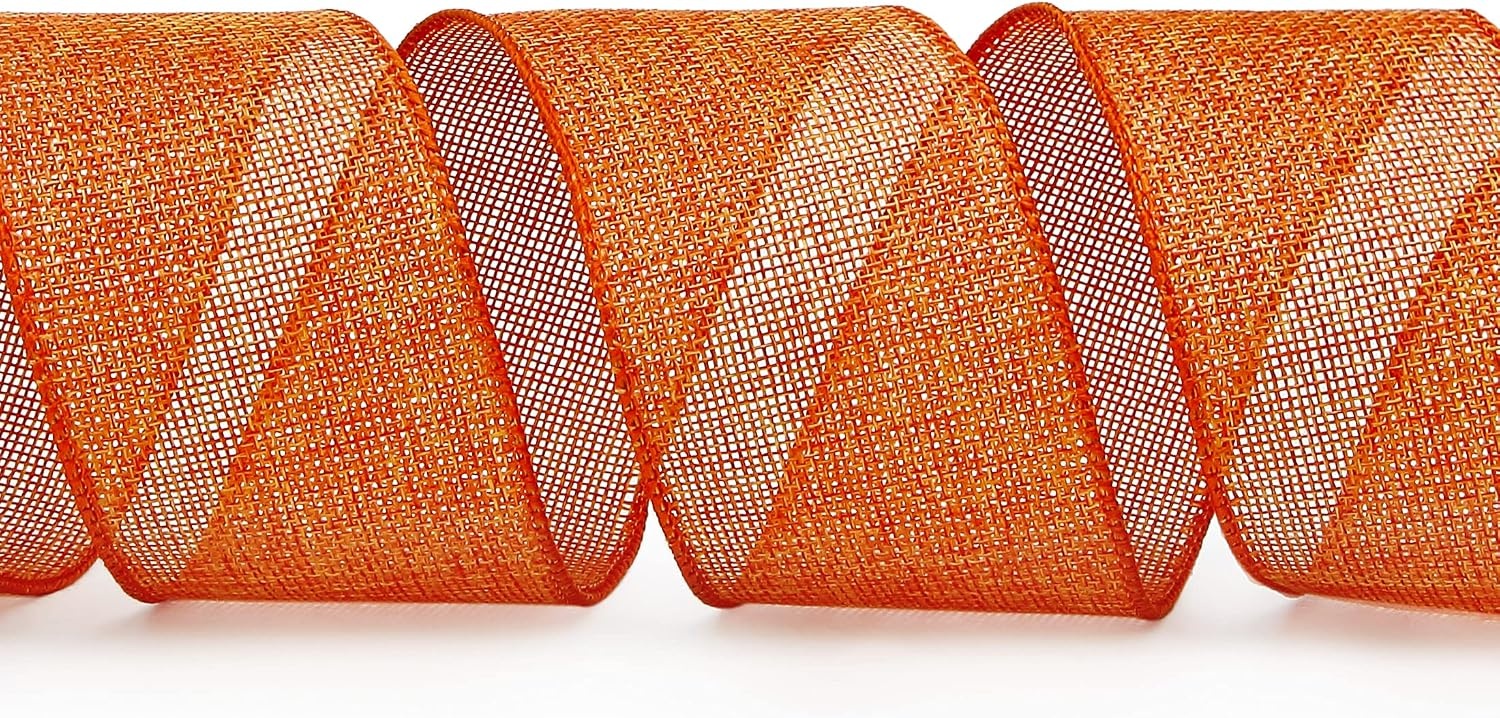 Ribbli Baby Blue Burlap Wired Ribbon,2-1/2 Inch x Continuous 10 Yard, Wired Edge Ribbon for Big Bow,Wreath,Baby Shower Decoration,Outdoor Decoration(Orange)