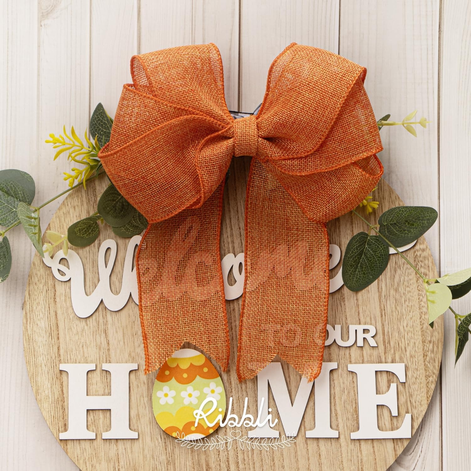 Ribbli Baby Blue Burlap Wired Ribbon,2-1/2 Inch x Continuous 10 Yard, Wired Edge Ribbon for Big Bow,Wreath,Baby Shower Decoration,Outdoor Decoration(Orange)