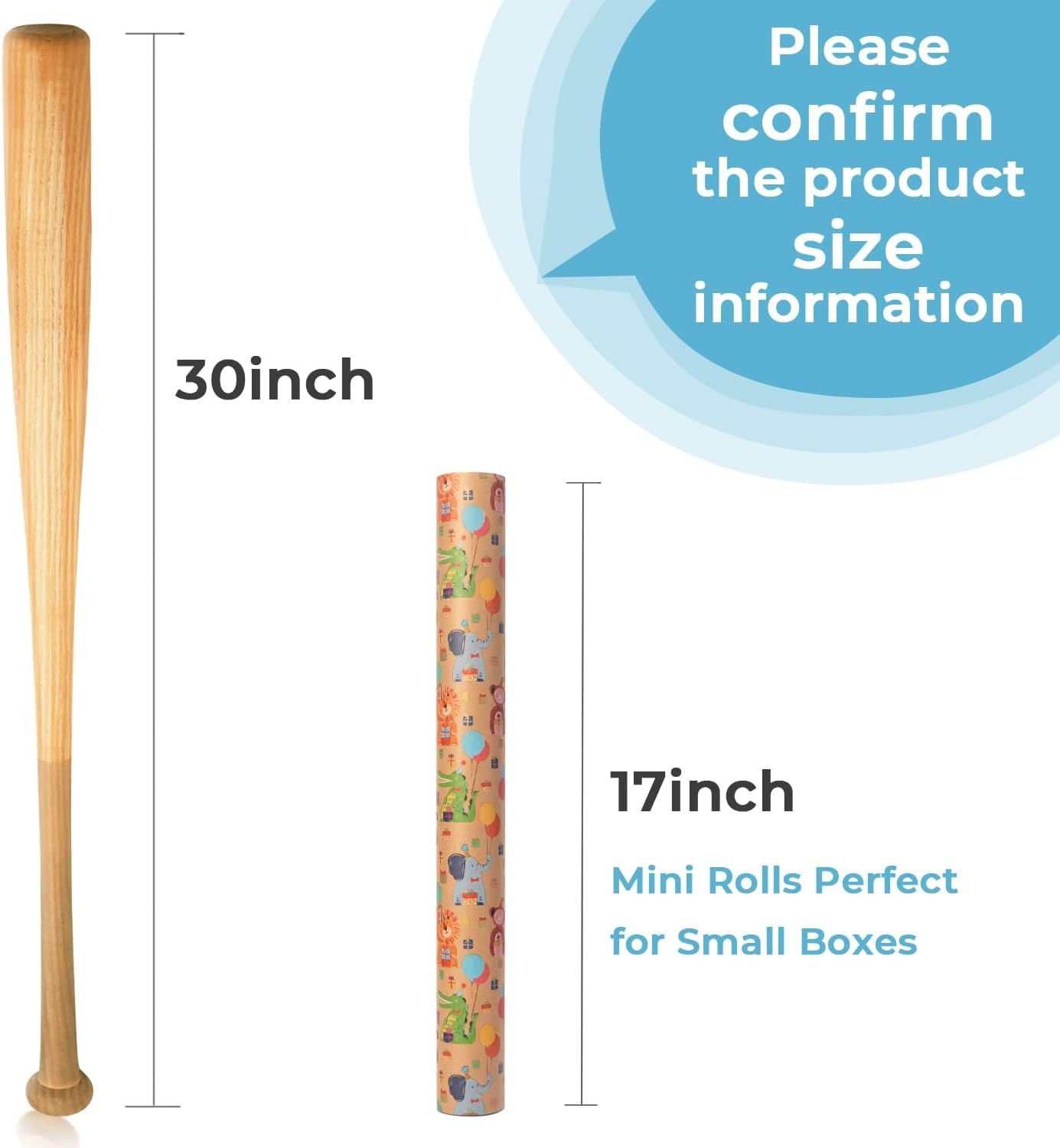 Ribbli Birthday Wrapping Paper Animal and Balloon Vintage Style Kraft Mini Roll Paper Perfect for Baby Shower Boys Girls Kids Birthday – 17Inch x 394Inch(33Feet)(Kraft/Animal)