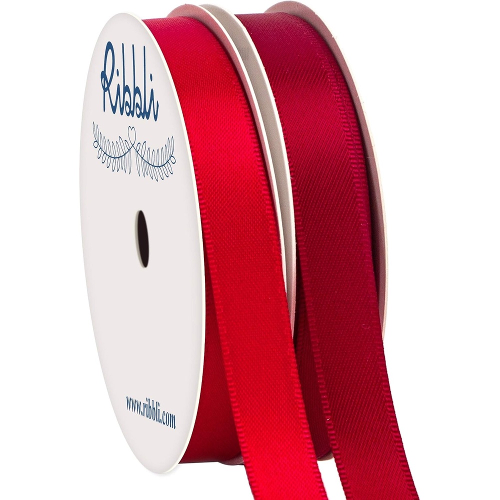 Ribbli 2 Rolls Satin Royal Blue & White Craft Ribbon,Total 20 Yards,(Royal Blue 1/4-Inch x 10-Yard, White 1/4-Inch x 10-Yard)(Hot Red & Scarlet)