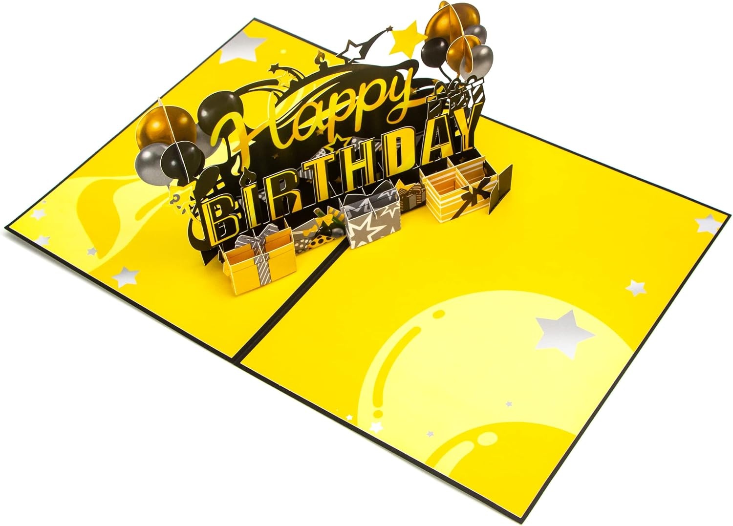 Ribbli Birthday Card 3D Black and Gold Pop up Happy Birthday Cards for Men, with Envelope
