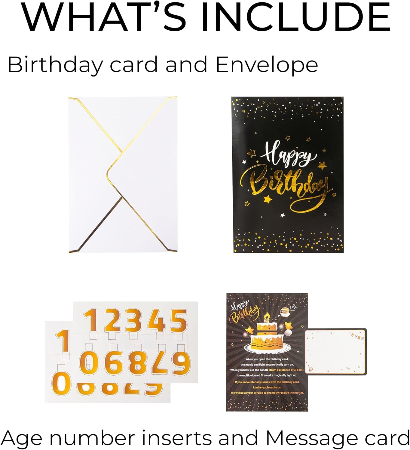 Ribbli Birthday Cards, Firework Pop Up Card with Light and Music, Musical Birthday Card for Men Women, 8.2 x 5.7 Inches with Envelope