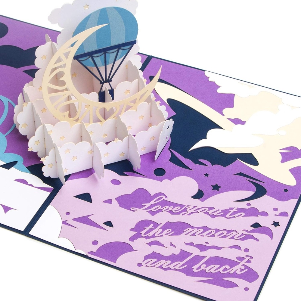 Ribbli 3D Pop Up Anniversary Card,Love You To The Moon And Back Card,Valentines Day Card,Wedding Card,Romantic Gift,Birthday Card for Wife,Husband,Couple,Girlfriend,Boyfriend | with Envelope