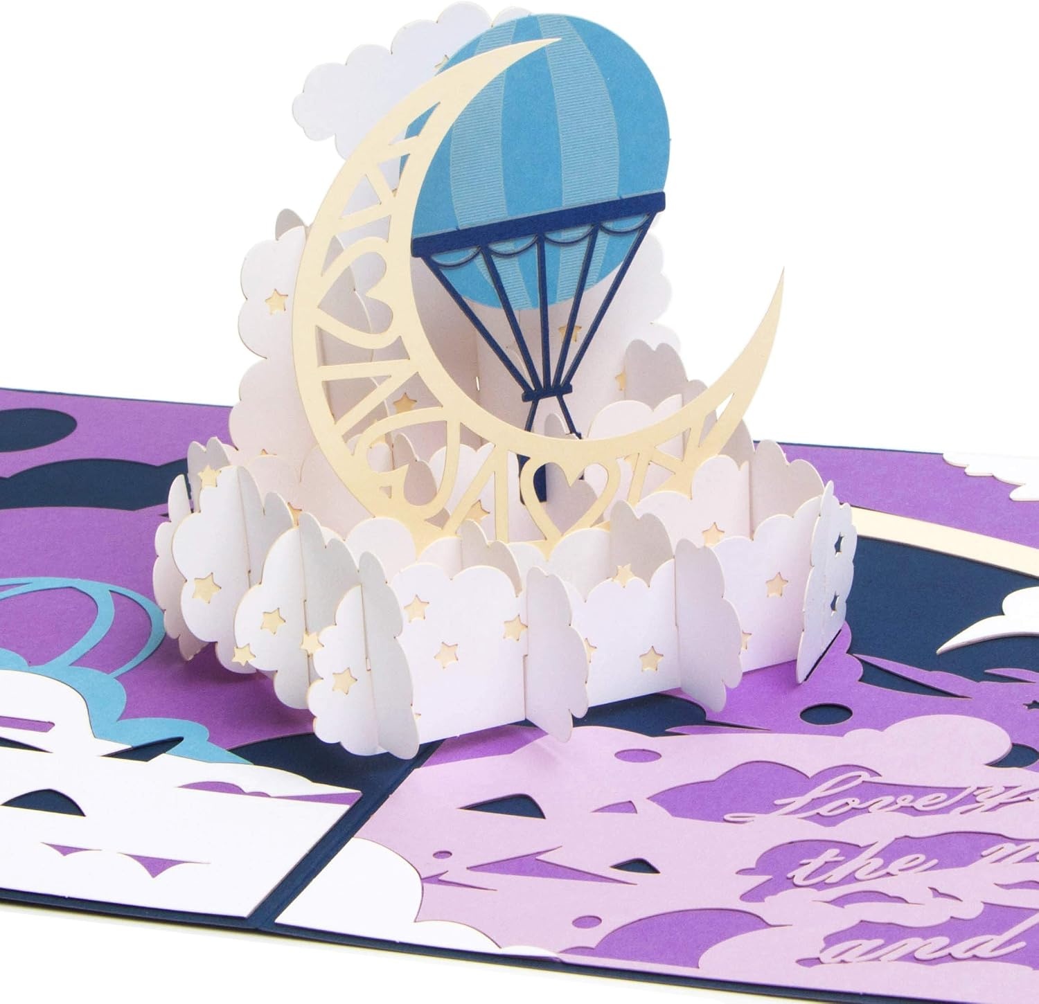 Ribbli 3D Pop Up Anniversary Card,Love You To The Moon And Back Card,Valentines Day Card,Wedding Card,Romantic Gift,Birthday Card for Wife,Husband,Couple,Girlfriend,Boyfriend | with Envelope