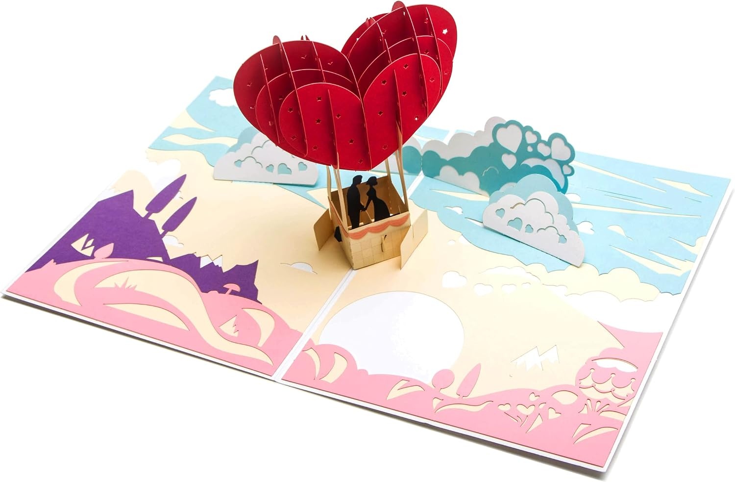 Ribbli 3D Heart Balloon Pop Up Card for Anniversary Valentines Day Wedding, Romantic Birthday Gift for Wife Husband Couple Girlfriend Boyfriend, with Envelope