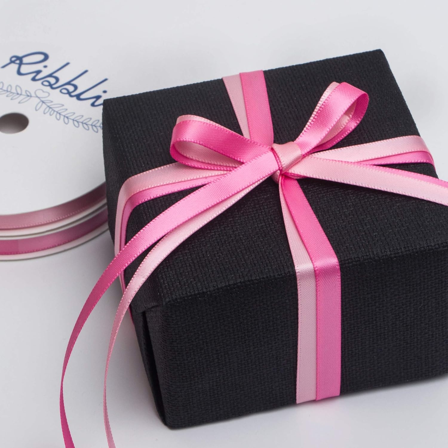 Ribbli 2 Rolls Satin Royal Blue & White Craft Ribbon,Total 20 Yards,(Royal Blue 1/4-Inch x 10-Yard, White 1/4-Inch x 10-Yard)(Pink & Hot Pink)
