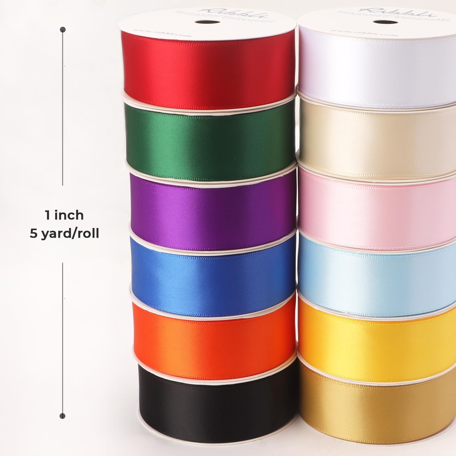 Ribbli Rainbow Satin Ribbon 3/8 Inch x 12 Rolls Total 60 Yards- Colorful Ribbon for Gift Wrapping Craft Party Decoration Baby Shower Wedding(Colorful)