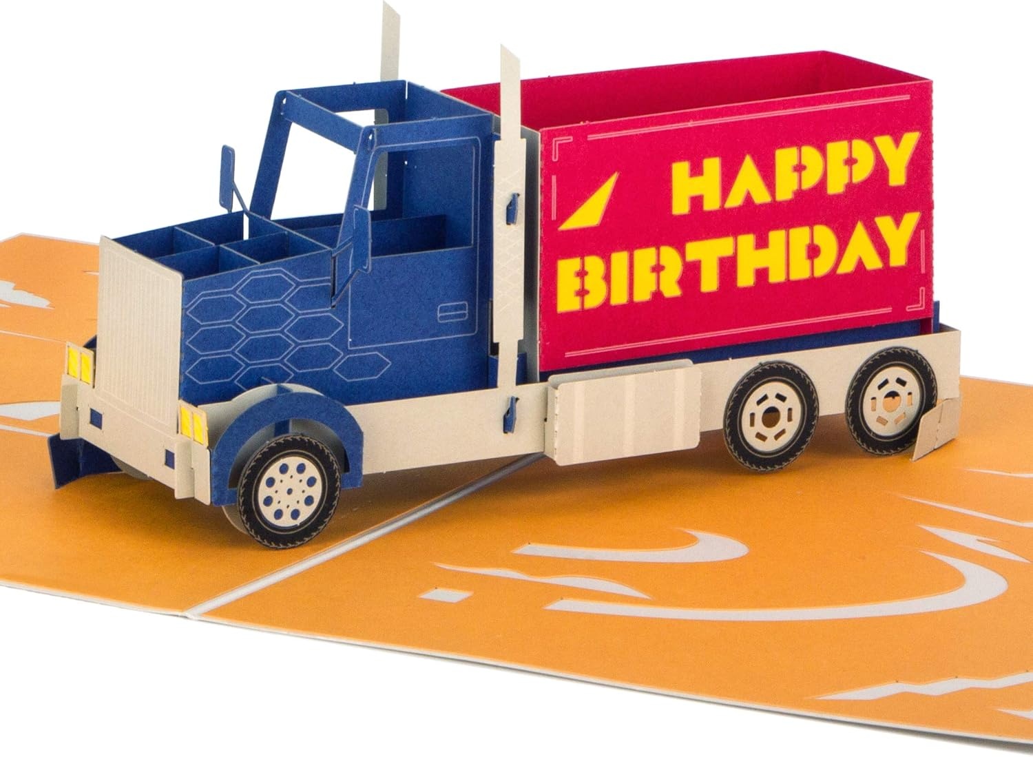 Ribbli Birthday Cards, Happy Birthday Truck Pop Up Car Card for Him Her Men Women Dad Husband Son Daughter Kid, with Envelope