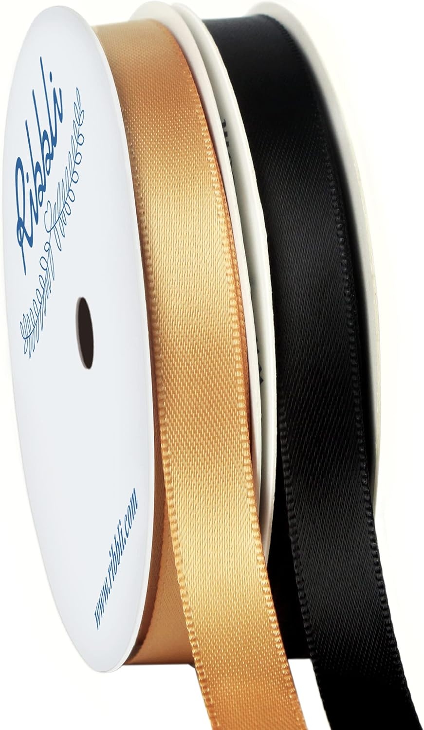Ribbli 2 Rolls Satin Royal Blue & White Craft Ribbon,Total 20 Yards,(Royal Blue 1/4-Inch x 10-Yard, White 1/4-Inch x 10-Yard)(Old Gold & Black)
