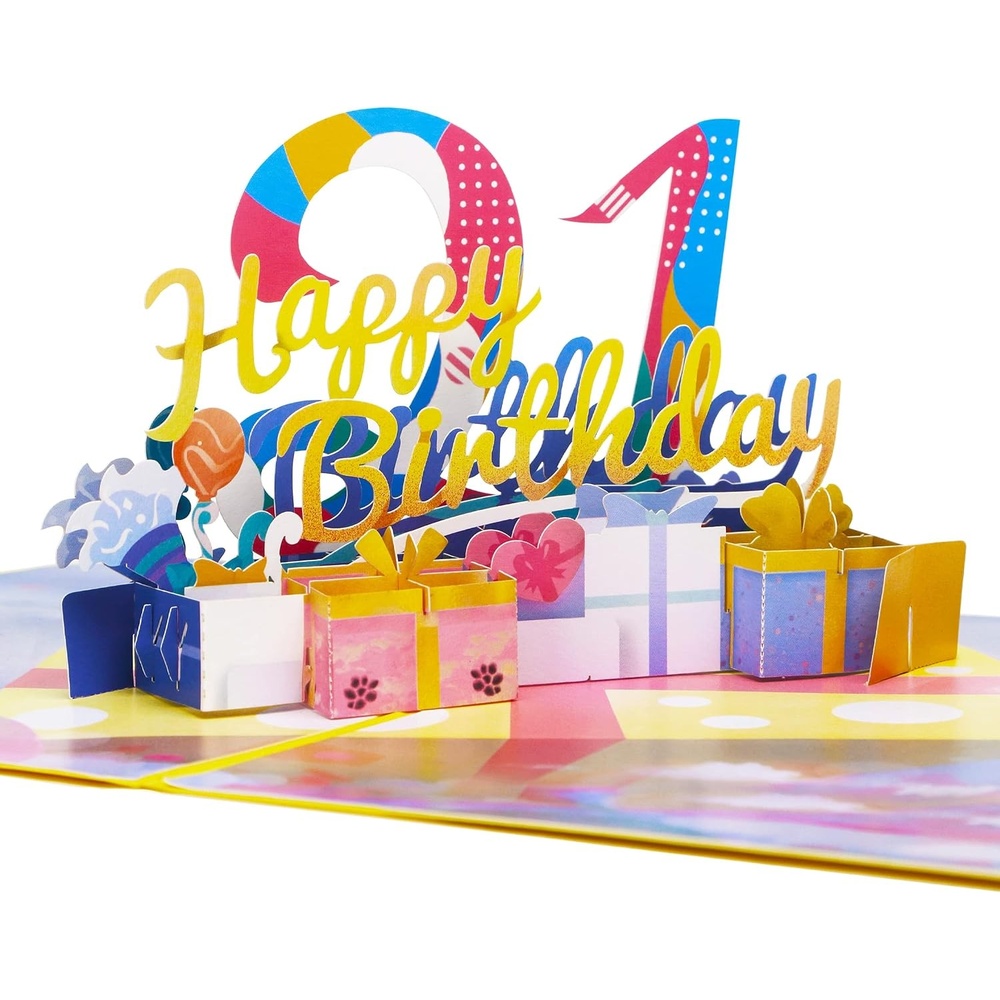 Ribbli Happy 21st Birthday Handmade 3D Pop Up Card,Greeting Card,21 Birthday Card,For Happy Birthday Card,21 Year Old Card,with Envelope