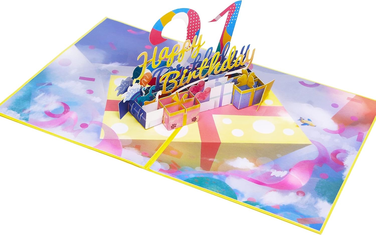 Ribbli Happy 21st Birthday Handmade 3D Pop Up Card,Greeting Card,21 Birthday Card,For Happy Birthday Card,21 Year Old Card,with Envelope