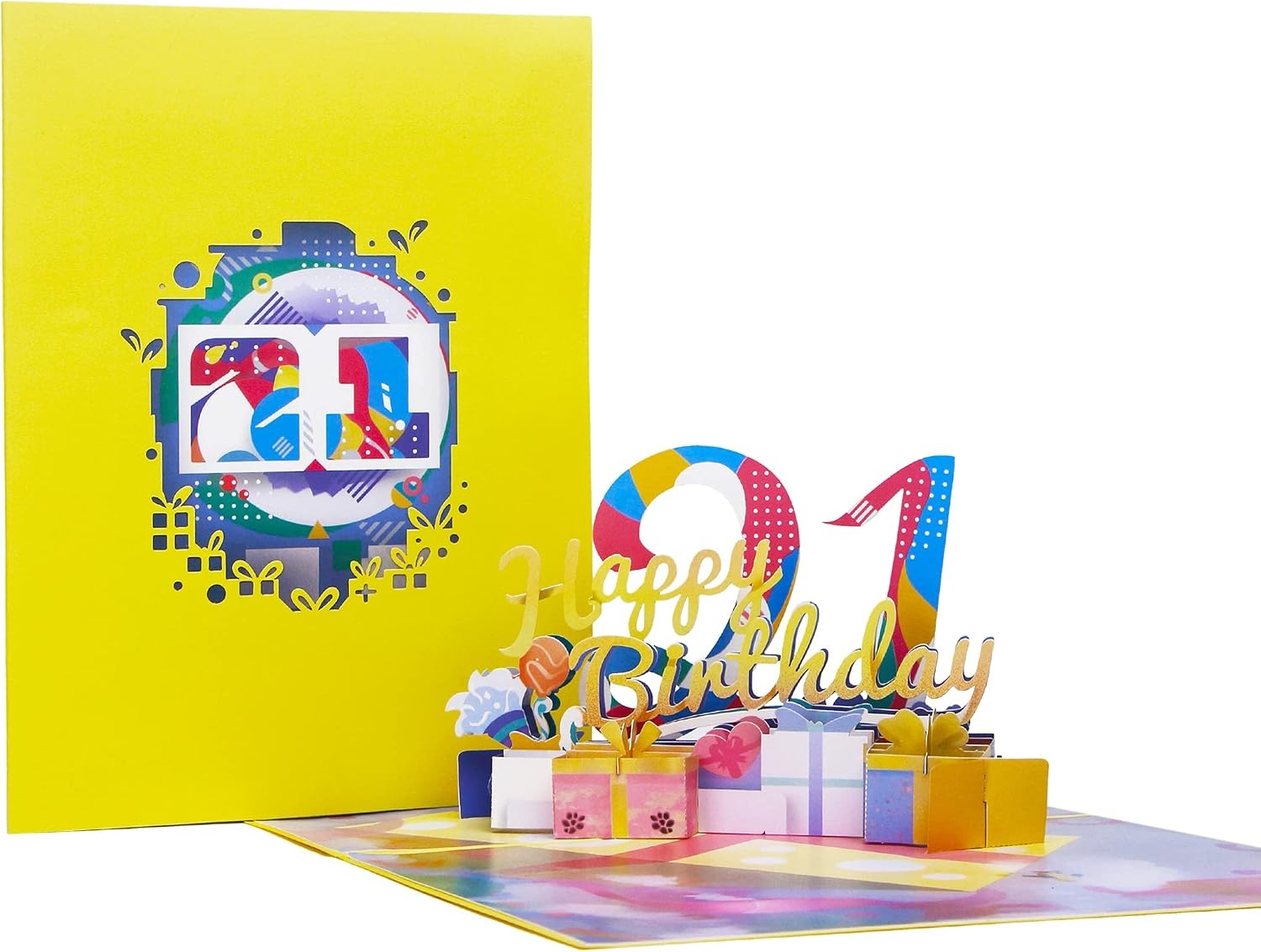 Ribbli Happy 21st Birthday Handmade 3D Pop Up Card,Greeting Card,21 Birthday Card,For Happy Birthday Card,21 Year Old Card,with Envelope