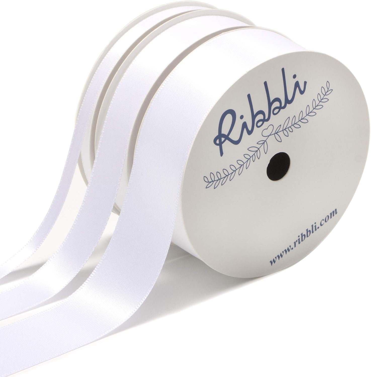 Ribbli 3 Rolls Double Faced Satin Red Craft Ribbon,Total 30 Yards,(1/4 Inch x 10-Yard,5/8 Inch x 10-Yard,1 Inch x 10-Yard),Use for Bows Bouquet,Wreath,Gift Wrapping,Christmas Decoration(White)