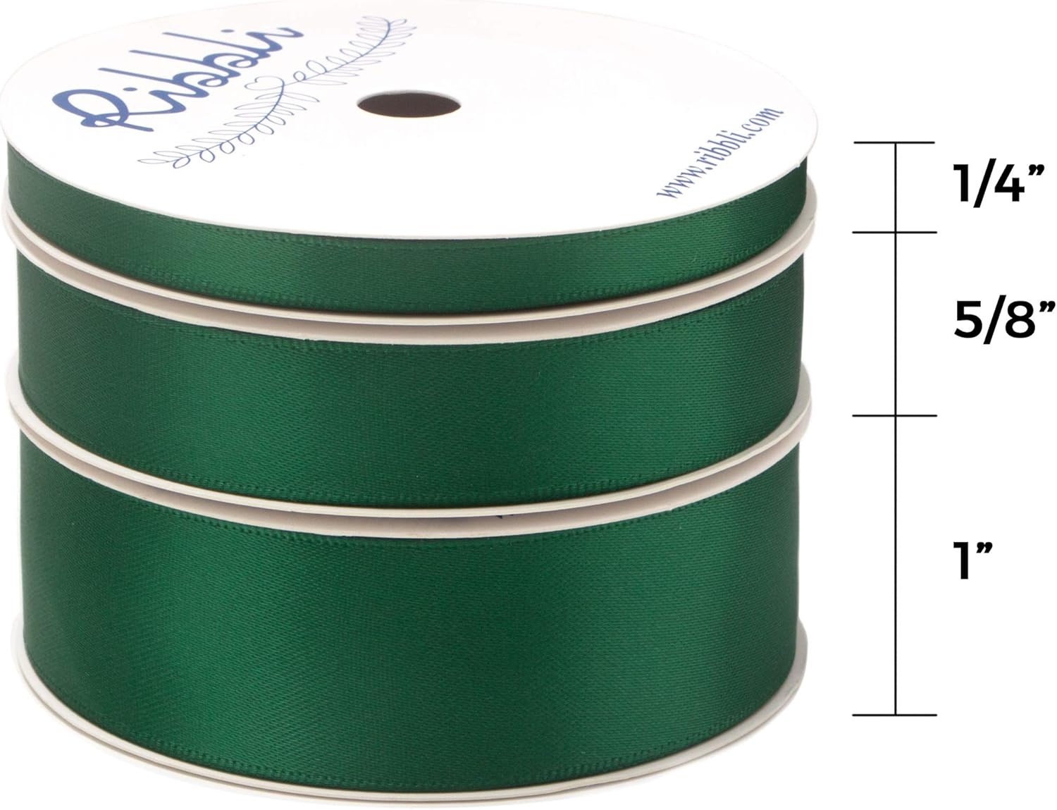 Ribbli 3 Rolls Double Faced Satin Red Craft Ribbon,Total 30 Yards,(1/4 Inch x 10-Yard,5/8 Inch x 10-Yard,1 Inch x 10-Yard),Use for Bows Bouquet,Wreath,Gift Wrapping,Christmas Decoration(Forest Green)