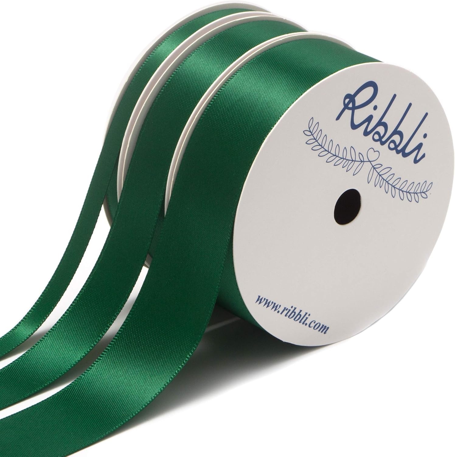 Ribbli 3 Rolls Double Faced Satin Red Craft Ribbon,Total 30 Yards,(1/4 Inch x 10-Yard,5/8 Inch x 10-Yard,1 Inch x 10-Yard),Use for Bows Bouquet,Wreath,Gift Wrapping,Christmas Decoration(Forest Green)