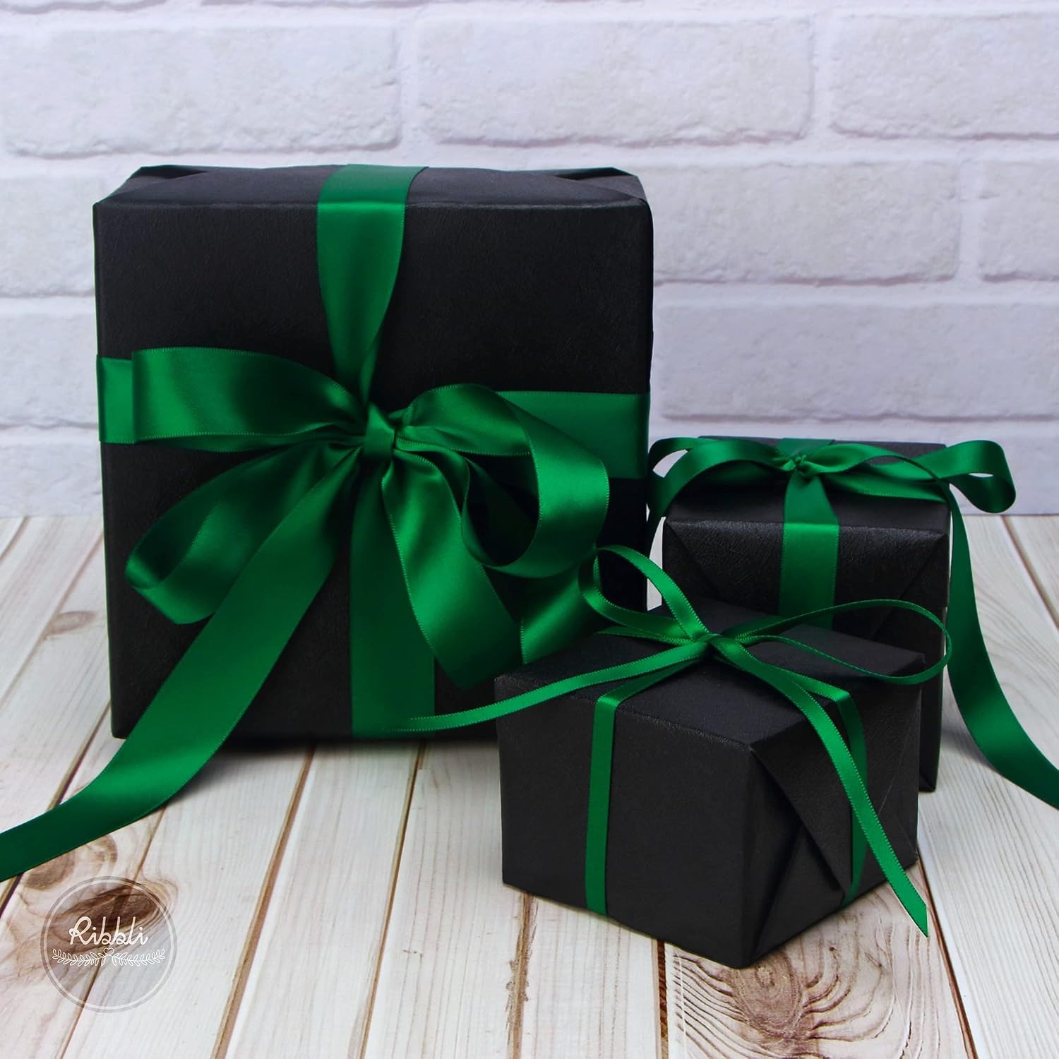 Ribbli 3 Rolls Double Faced Satin Red Craft Ribbon,Total 30 Yards,(1/4 Inch x 10-Yard,5/8 Inch x 10-Yard,1 Inch x 10-Yard),Use for Bows Bouquet,Wreath,Gift Wrapping,Christmas Decoration(Forest Green)
