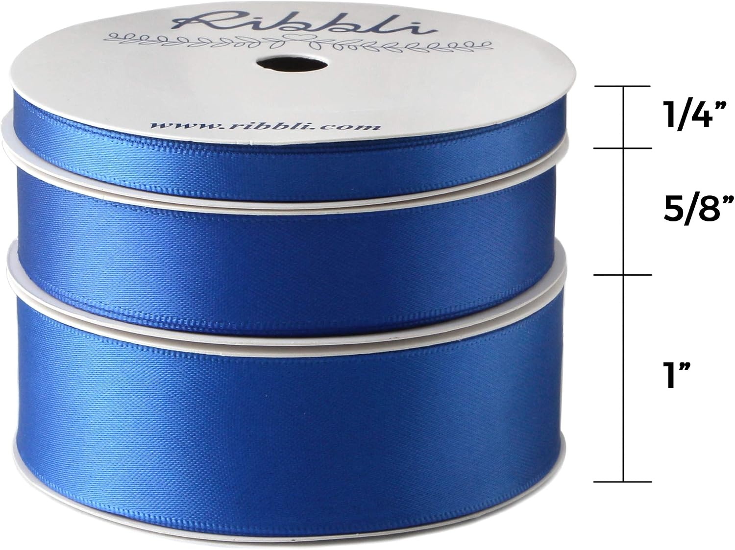 Ribbli 3 Rolls Double Faced Satin Red Craft Ribbon,Total 30 Yards,(1/4 Inch x 10-Yard,5/8 Inch x 10-Yard,1 Inch x 10-Yard),Use for Bows Bouquet,Wreath,Gift Wrapping,Christmas Decoration(Royal Blue)