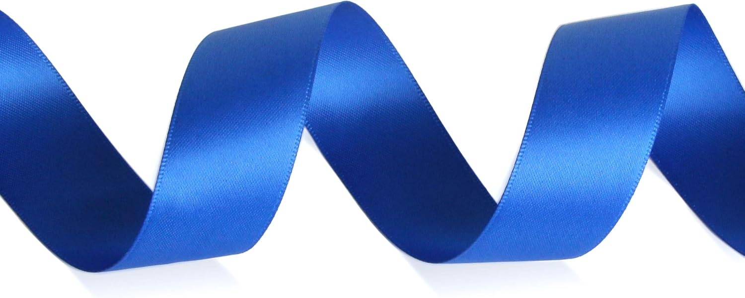 Ribbli 3 Rolls Double Faced Satin Red Craft Ribbon,Total 30 Yards,(1/4 Inch x 10-Yard,5/8 Inch x 10-Yard,1 Inch x 10-Yard),Use for Bows Bouquet,Wreath,Gift Wrapping,Christmas Decoration(Royal Blue)