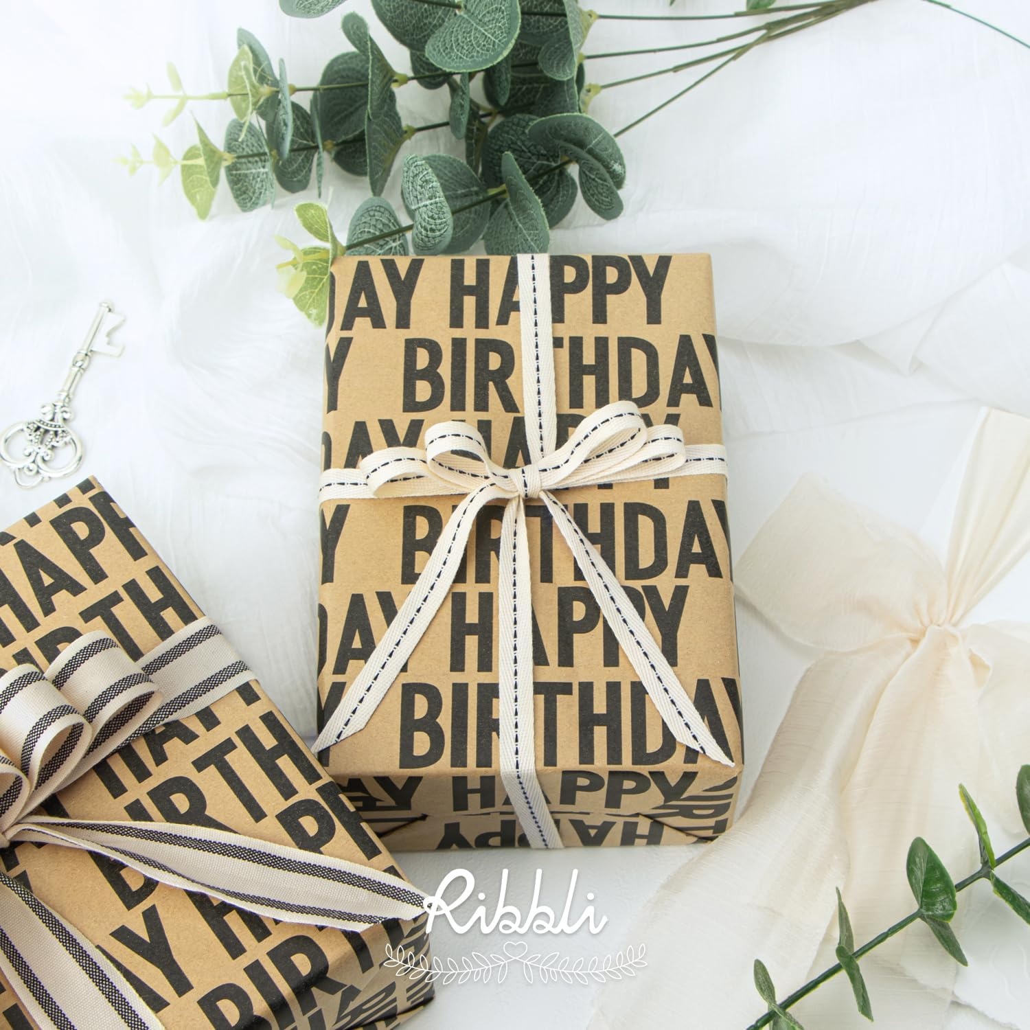 Ribbli Birthday Wrapping Paper Animal and Balloon Vintage Style Kraft Mini Roll Paper Perfect for Baby Shower Boys Girls Kids Birthday – 17Inch x 394Inch(33Feet)(Black)