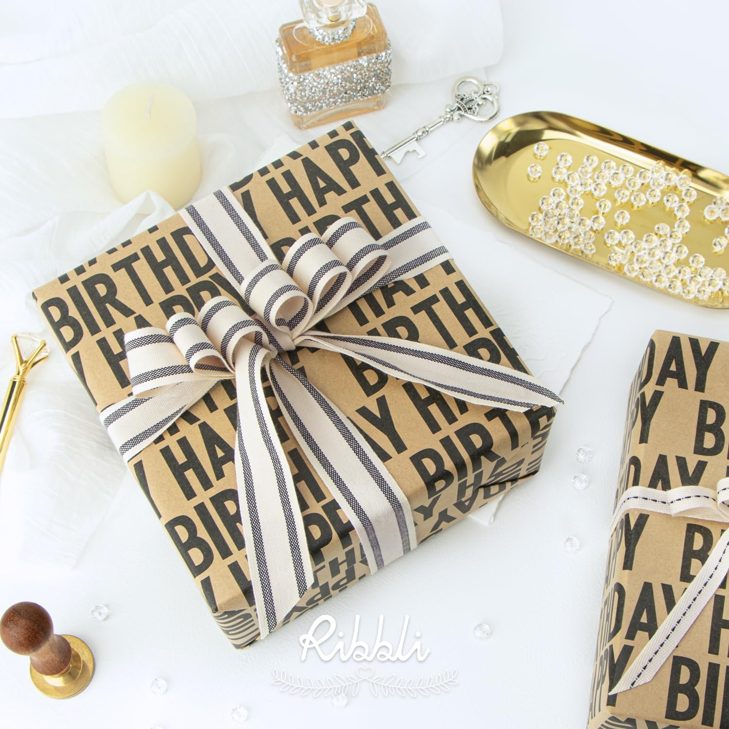 Ribbli Birthday Wrapping Paper Animal and Balloon Vintage Style Kraft Mini Roll Paper Perfect for Baby Shower Boys Girls Kids Birthday – 17Inch x 394Inch(33Feet)(Black)
