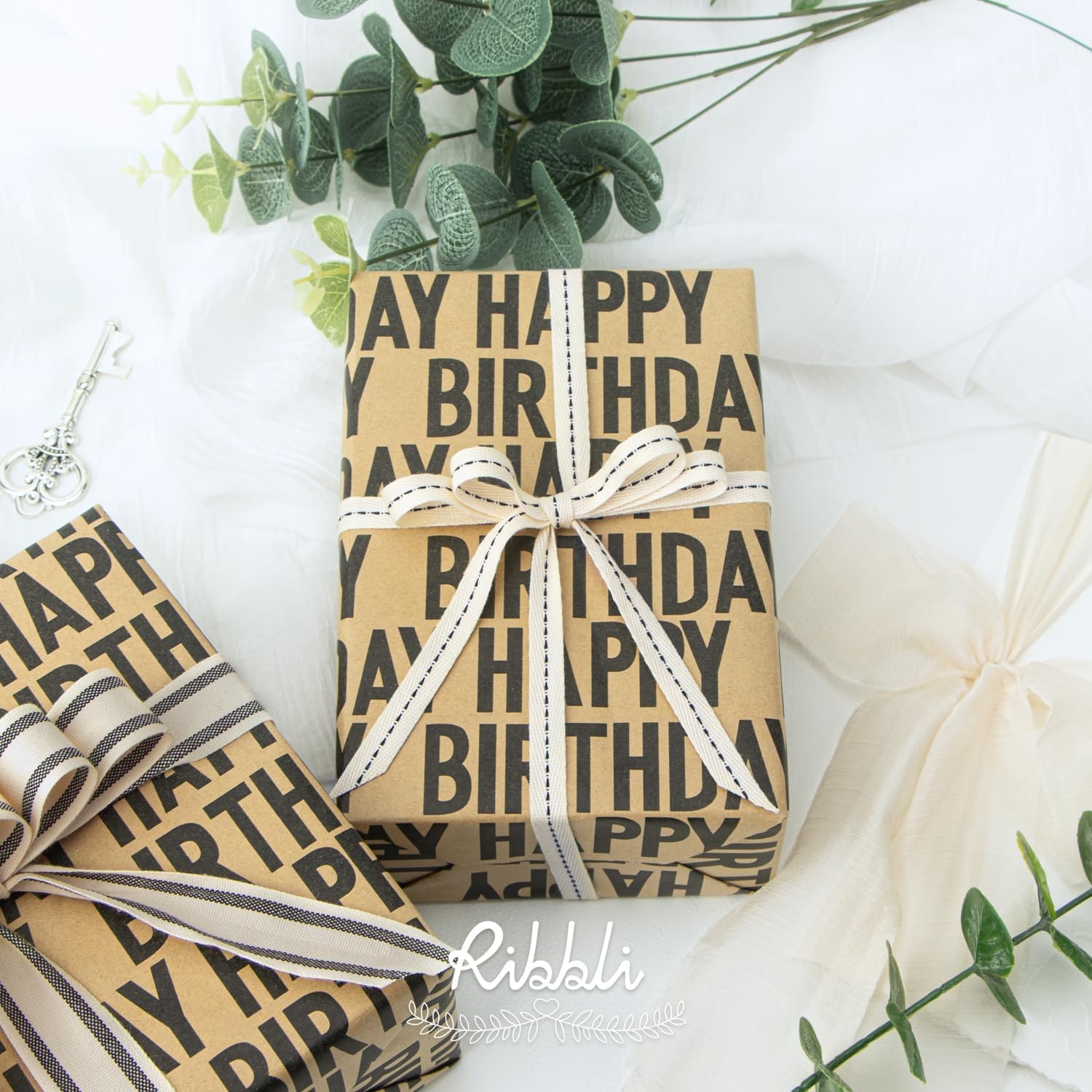 Ribbli Birthday Wrapping Paper Animal and Balloon Vintage Style Kraft Mini Roll Paper Perfect for Baby Shower Boys Girls Kids Birthday – 17Inch x 394Inch(33Feet)(Black)