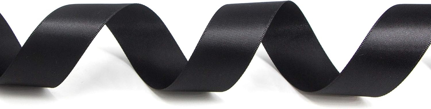 Ribbli 3 Rolls Double Faced Satin Red Craft Ribbon,Total 30 Yards,(1/4 Inch x 10-Yard,5/8 Inch x 10-Yard,1 Inch x 10-Yard),Use for Bows Bouquet,Wreath,Gift Wrapping,Christmas Decoration(Black)