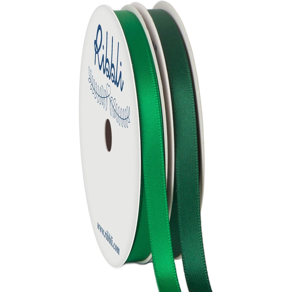 Ribbli 2 Rolls Satin Royal Blue & White Craft Ribbon,Total 20 Yards,(Royal Blue 1/4-Inch x 10-Yard, White 1/4-Inch x 10-Yard)(Emerald & Forest Green)