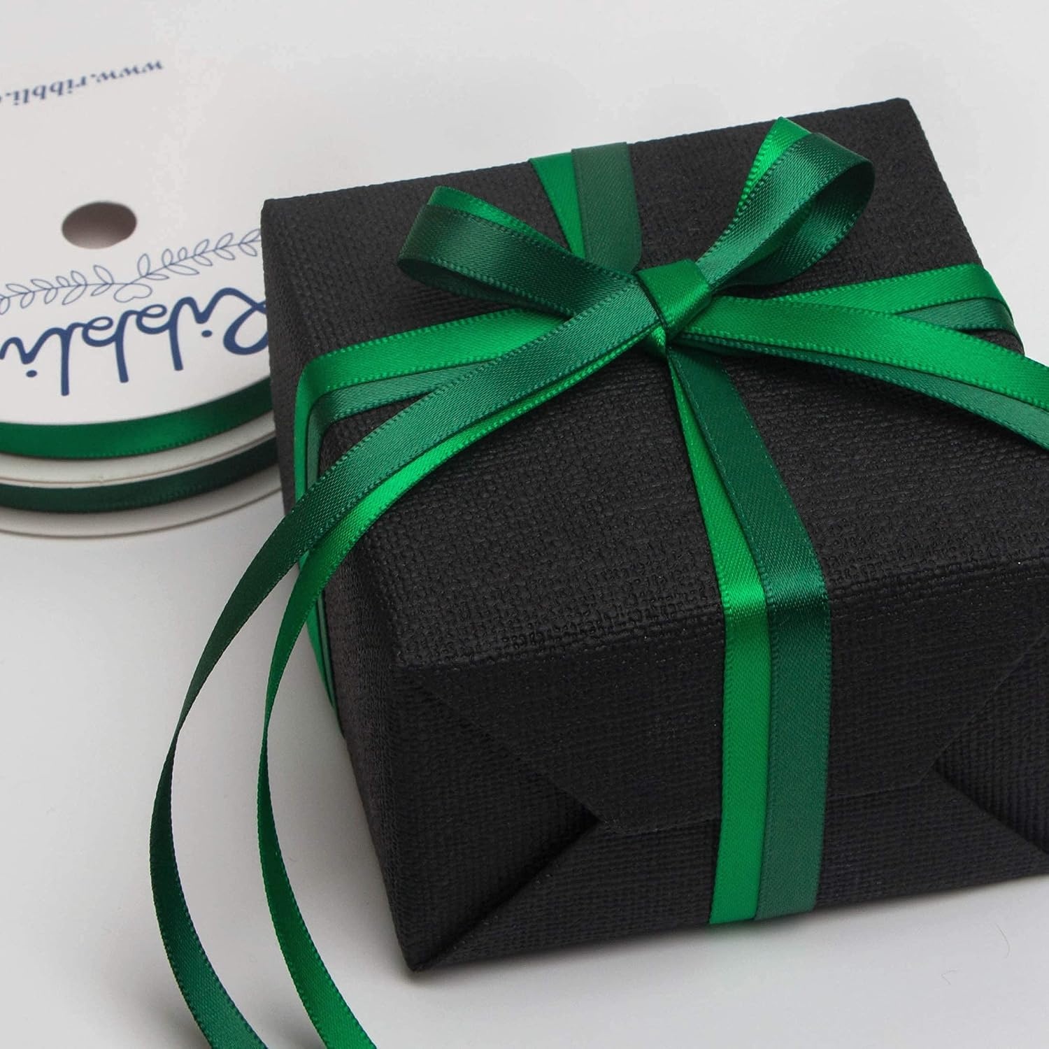 Ribbli 2 Rolls Satin Royal Blue & White Craft Ribbon,Total 20 Yards,(Royal Blue 1/4-Inch x 10-Yard, White 1/4-Inch x 10-Yard)(Emerald & Forest Green)