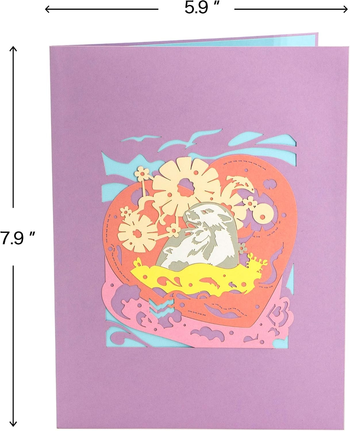 Ribbli 3D Otter Couple Handmade Pop Up Card for Anniversary Valentines Day Wedding, Romantic Gift, Birthday Cards for Wife Husband Couple Parents Girlfriend Boyfriend, with Envelope