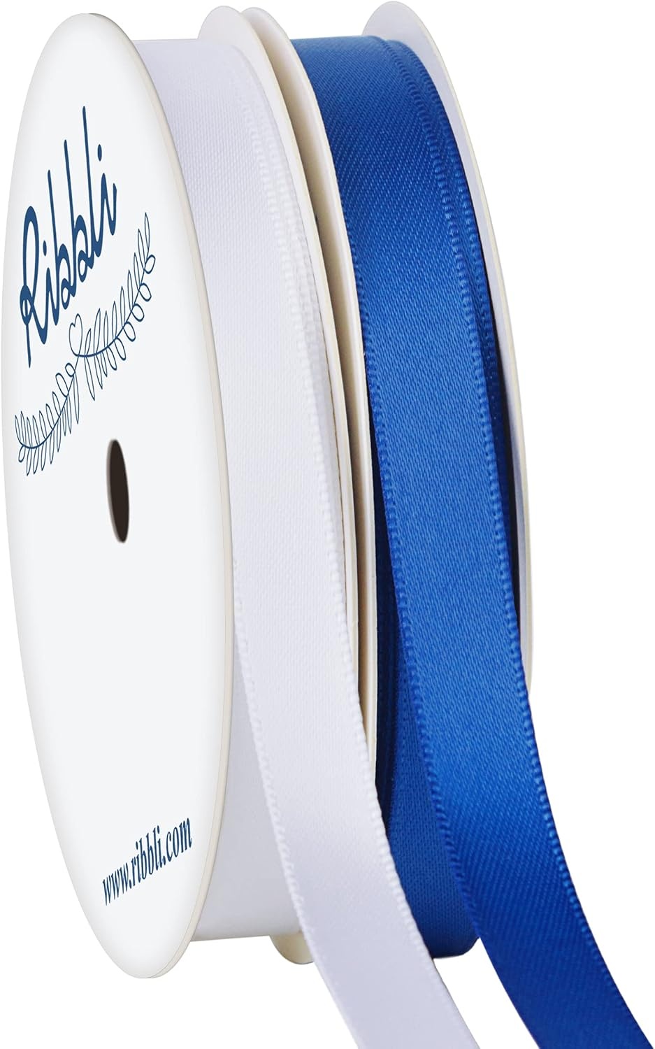 Ribbli 2 Rolls Satin Royal Blue & White Craft Ribbon,Total 20 Yards,(Royal Blue 1/4-Inch x 10-Yard, White 1/4-Inch x 10-Yard)(Royal Blue & White)