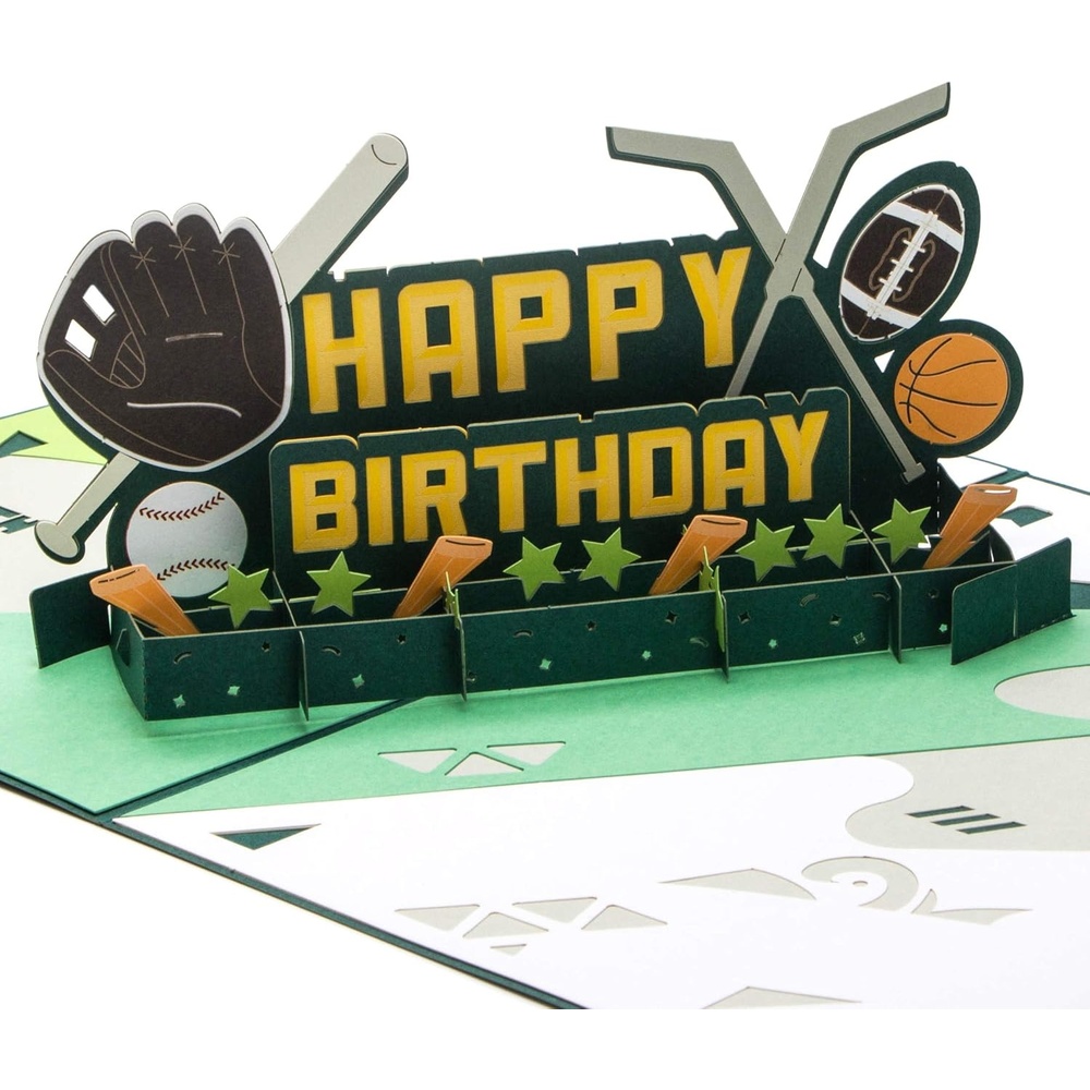 Ribbli Birthday Cards, Sports Style Pop Up Birthday Card for Men Dad Husband Boyfriend Brother Son Kids Friend, with Envelope